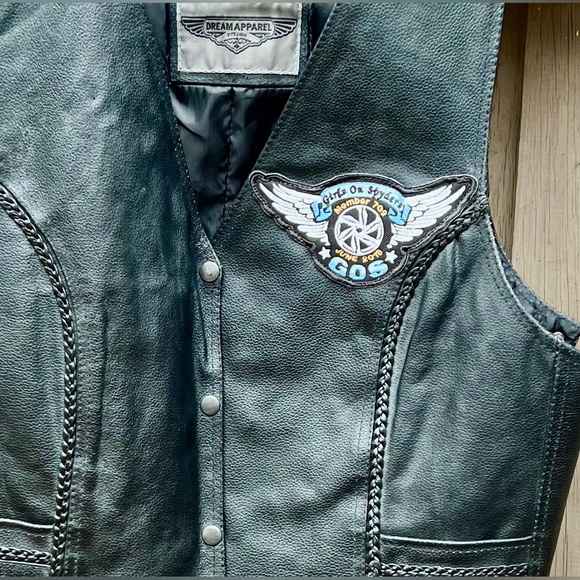 Dream Apparel Black Biker Motorcycle Leather Vest- Size XL - Picture 5 of 10